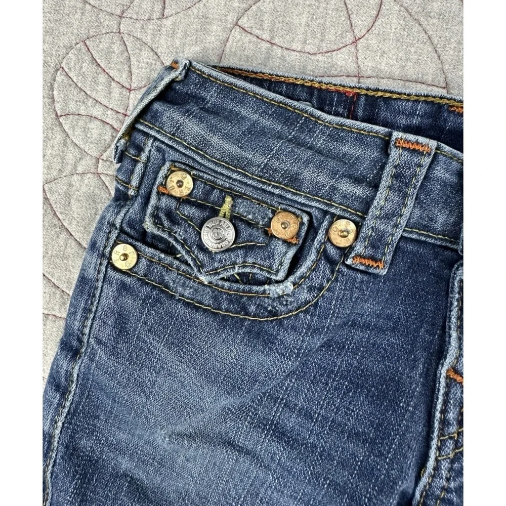 True‎ Religion Joey Kids Slap Pocket Embellished Raw Hem Denim Shorts / Kids 6